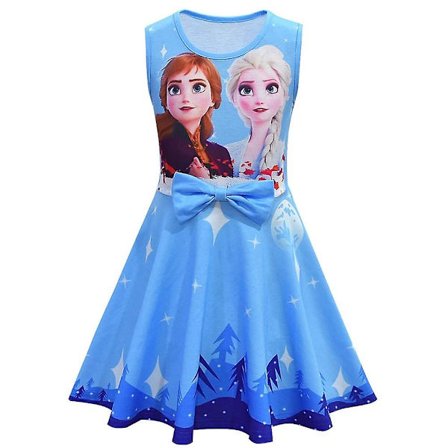 Barn Jenter Frosne Elsa Anna Prinsesse Kjole Sommer Ermeløs Fest Cosplay Swing Kjoler