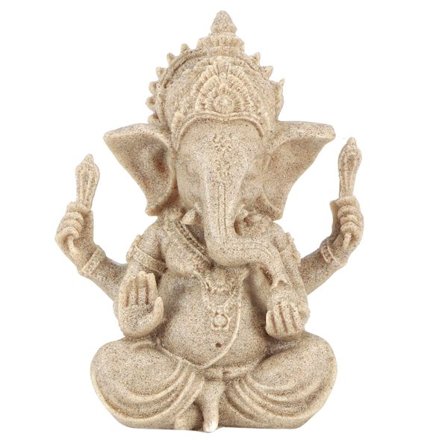 Sandstensharts Indisk Ganesha Elefantgud Staty Fengshui Buddha Skulptur Heminredning Hantverk