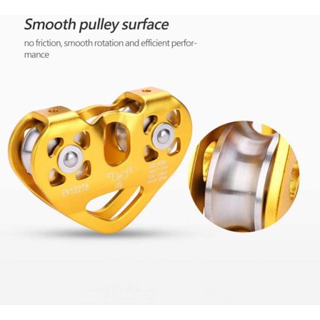 Gul Dubbel Remskiva, 30KN/6700lbs Utomhus Klättring Dubbel Axel Z