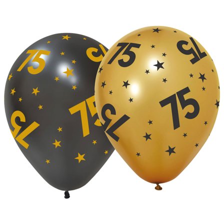 Latexballoner med Stjerner & Tallet 75 6-pak