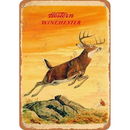 Metal Skilt i Tin 20x30 cm - Vintage Stil/Rustikt Look 1958 Western Deer - Plakat til Bar Pub Øl Hjem Garage Mandehule Vægdekoration