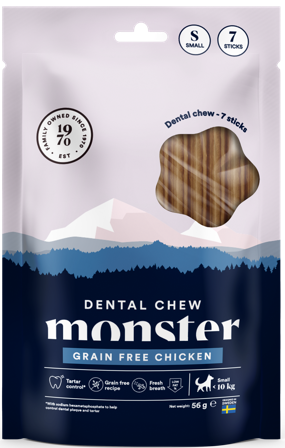 Monster Dog Dental Chew GF hammashoitoherkku kana, S, 7 kpl