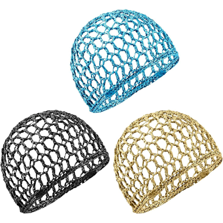 3-pak Mesh Hæklet Hårnet, Rayon Strikket Snood Hue, Tykke Hårnet Snoods Dekoration Til Nattesøvn