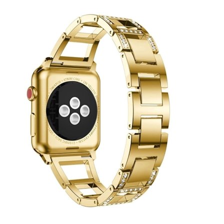 Apple Watch (45 mm) klockarmband med strassdekor i trapetsform - Guld