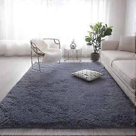 Stor plyschmatta vardagsrumsdekoration fluffig matta tjock sovrumsmatta halkfri golvmjuk loungematta enfärgad matta (140X200cm(55X78.7In) grå)