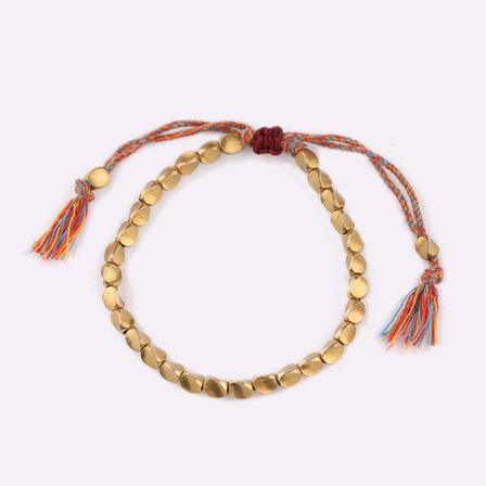 2 stk. tibetanske kobberperler armbånd justerbar håndlaget flettet C