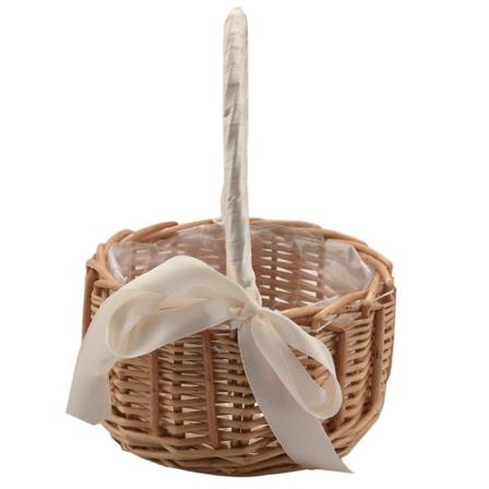 Vævet blomsterkurv Rattankurv Blomsterpige håndkurv Håndlavet blomsterkurv med sløjfe, S