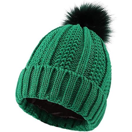 Dame Vinterlue Satin Foret Vinterlue Med Puffy Tykke Mansjetter For Varme Og Snø Strikket Hodebånd