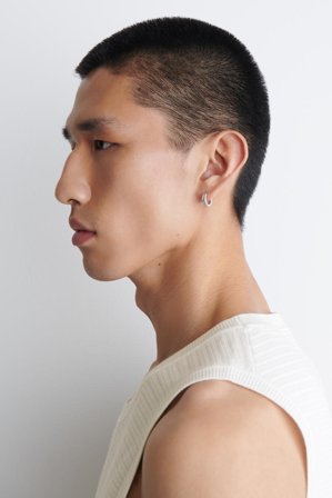 COS Hammered Mini Hoop Earrings in Silver - Men