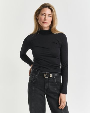 GANT Damen Leichter Rollkragenpullover aus Baumwolle (M) Schwarz