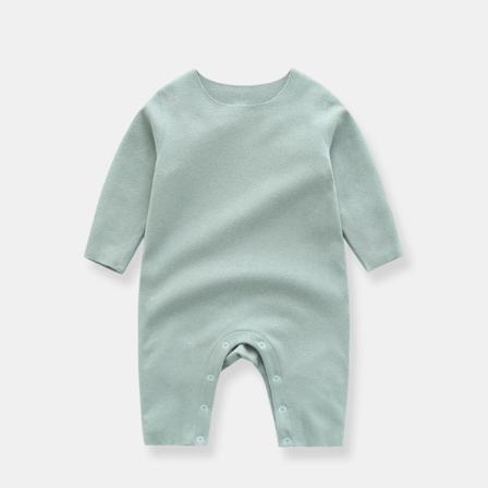 Baby Långärmad Crew-neck Knappar Jumpsuit Enfärgade Hemkläder