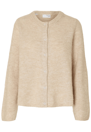 Selected Femme SLFLULU Long sleeve Knit Cardigan Stickat Dam Beige XXL