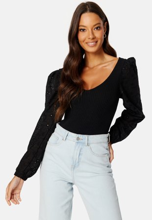 ONLY Nadia LS Wrap V-Neck Knit Black Detail:DTM Klær