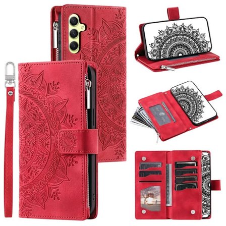Samsung Galaxy S26 Plånboksfodral Mandala Blommönster Konstläder - Rosa