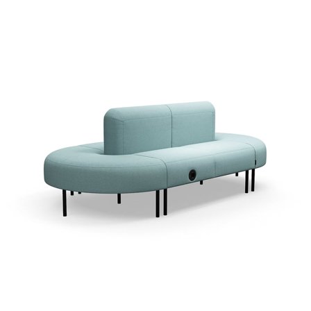 Sofa VARIETY, oval, lukket, med USB-uttak, stoff Pod CS, turkis