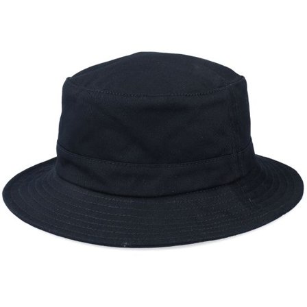 Seeberger - Svart bucket Hatt - In Cotton Fabric Black Bucket @ Hatstore