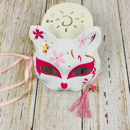 Japansk mask halvansikte handmålad katt rävmask Anime Demon Slayer Masquerade Halloween Festival Cosplay rekvisita 17
