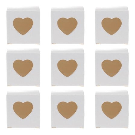 50 stk. Firkantede Kraftpapir Godteribokser PVC Transparent Hjerteformet Vindu Cupcake Gaveesker Bryllupsfest Tilbehør (Hvit)