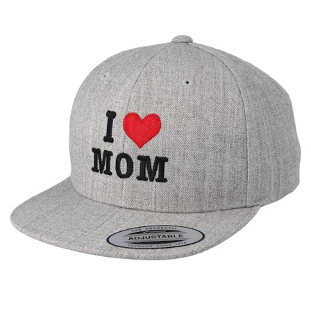 Kiddo Cap - Kids I Love Mom Grey Snapback Snapback Grey Cap - @ Hatstore
