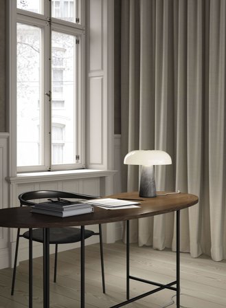 Glossy bordlampe - grå marmor/glass