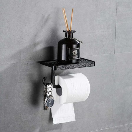 WC-paperiteline WC-paperiteline WC-paperiteline matkapuhelintelineellä seinäkiinnitys rullateline seinäkiinnitys kylpyhuoneen tarvikkeet musta