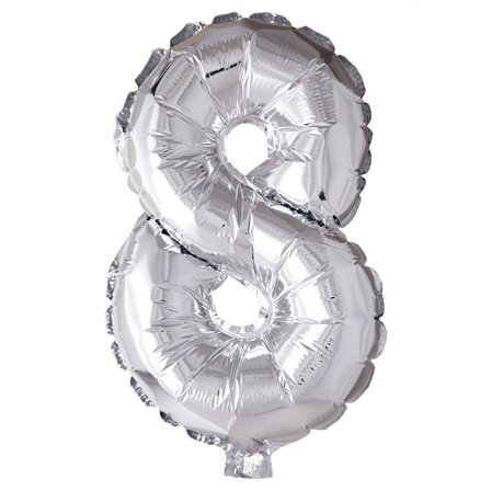 Folieballong tall 0-9 sølv 41 cm Tallet 8