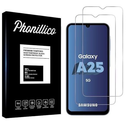 Hærdet Glas til Samsung Galaxy A25 5G [Pakke 2] Beskyttelsesfilm til Skærm Phonillico