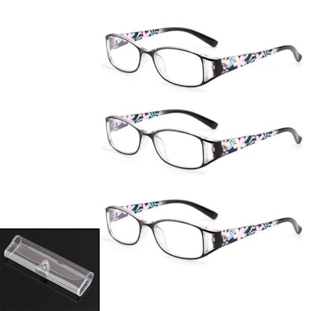 3 Pakke Lesebriller Svarte Dame -2.0x, Lett Kvalitet Vintage Leserbriller Fargerike Rektangulære Briller for Damer Mag