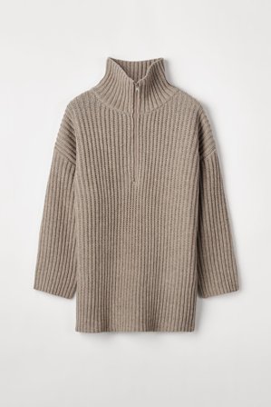 Soft Goat - Chunky Zip Knit - Women cashmere sweater - M - Stone