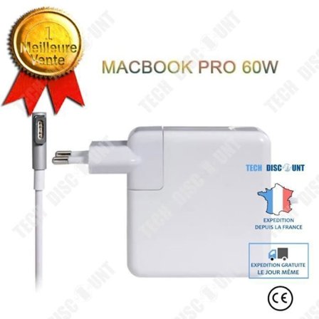 Laddare 60W - TECH DISCOUNT - MacBook Air/Pro - Vit - Säkerhetsskydd - Lätt
