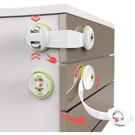 [10 kappaletta] Lapsilukot - Ei työkaluja tai porausta tarvita - Keittiön kaappeihin, laatikoihin, kodinkoneisiin, kaappeihin, keittiöön, jääkaappiin 
