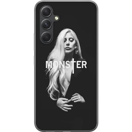 Kompatibelt Mobilskal till Samsung Galaxy S24 Lady Gaga Monster svartvit porträtt Gaga MONSTER text ikonisk design