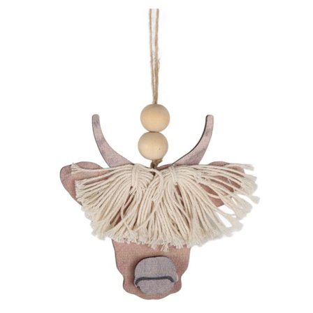 Træ Kvæg Tassel Ko Hængende Dekorativt Hængende Træ Ko Skilte Ornament Håndlavet Ko Hoved Træ Håndværk til Hjem Bil Interiør Indretning