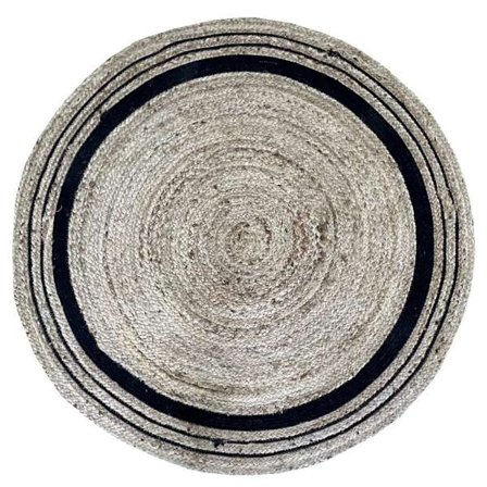 Rundt jute bomuldstæppe, 180 cm, natursort