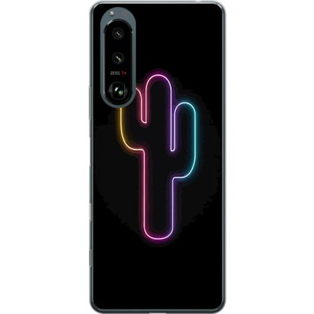 Kompatibelt Mobildeksel til Sony Sony Xperia 5 III Neonillustrasjon av kaktus i rosa og blått lys mot mørk bakgrunn