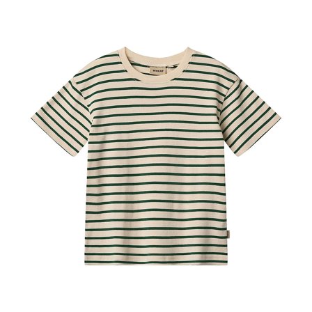 WHEAT T-Shirt Short Sleeve Ella 2-pak Green Stripe Str 116/6 år, Tøj & Bolig, Børnetøj, Børneundertrøjer