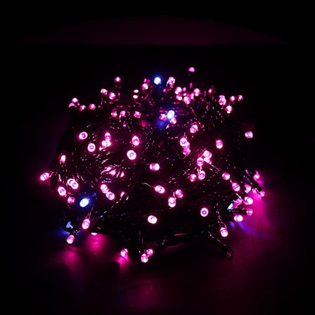 (Rosa), 20M 200 LED lyslenke med to farger på grønn kabel med 8 arbeidsmoduser, perfekt for innendørs og utendørs til jul