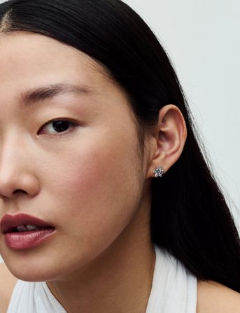 Pandora Herbarium Cluster Sterling Silver Stud Earrings With Clear Cubic Zirconia - Silver - ONE SIZE