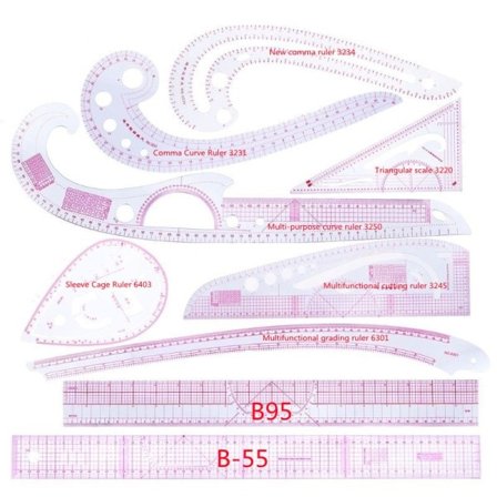 9 stykker Søm Fransk Kurve Linjal Mål Kjolemakeri Skredder Tegning Mal Håndverk Verktøy