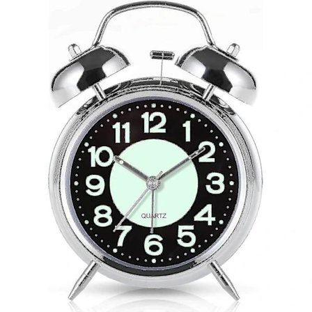 Analoginen kovaääninen herätyskello taustavalolla, paristokäyttöinen, hiljainen ei-tikittävä, syväunille, makuuhuoneeseen, yöpöydälle, 4 tuuman 