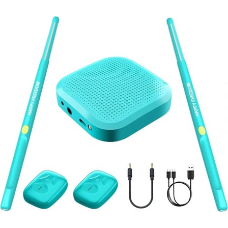 Lufttrommer, Bærbart Virtuelt Elektronisk Trommesett, med Trommestikker/Pedal/Lydadapter/AUX-kabel og 8 Lyder for Moro