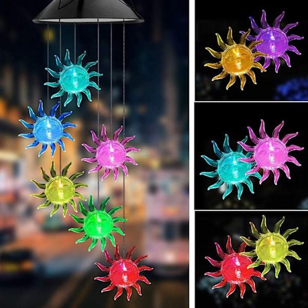 LED solcells vindspel för trädgård uteplats, utomhus vindspel för Mot