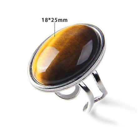 Naturstensring för kvinnor Vintage Silverfärg Aventurinstensringar Stor Cabochon Öppen Ring Justerbar Män Kvinnliga Smycken