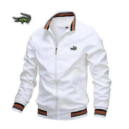 2023 Broderi Høst og Vinter Herre Ståkrage Casual Glidelåsjakke Utendørs Sportsfrakk Vindjakke for Menn