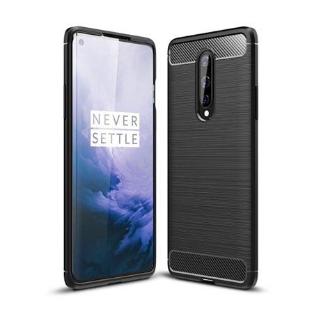 Till OnePlus 8 Karbon fiber texture TPU Skal - Svart