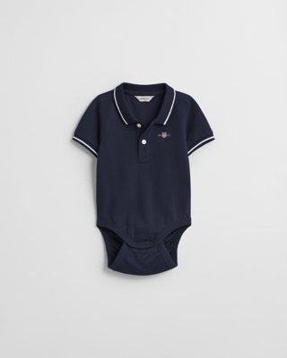 GANT - Piqué body i økologisk bomull til baby marine