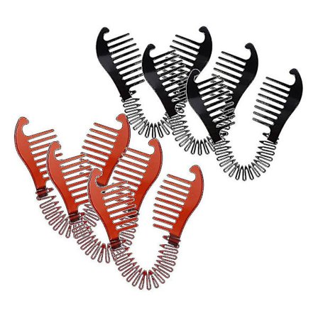 Flätade Banankammar, Hårslips, Bun, Frisyrer, Makeup, Håraccessoarer, Hårstilverktyg, Brunsvart (6 st)