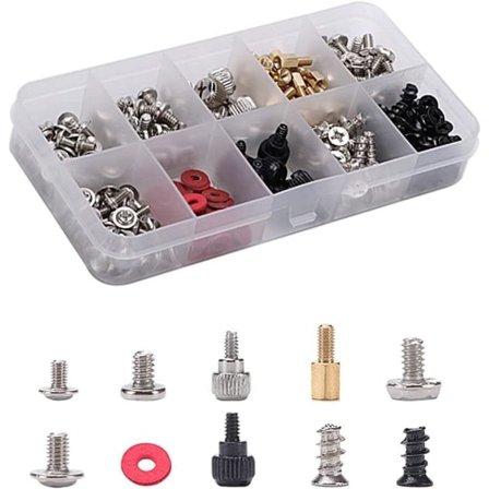 228 stk assorterte sett for skruer til PC, sett med plastboks