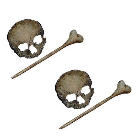 Skalle Hårklämma Stick Slide med Falsk Ben Hårnål, Halloween Skalle Hårnål Vintage Ben Hårnålar