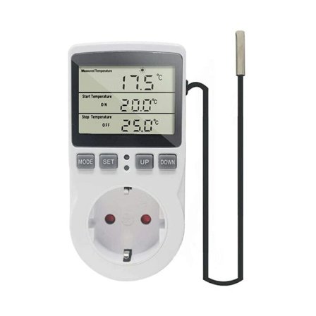 Smart Temperaturkontrolluttag Max 3680W, 230VAC, -40 120°C, Vit